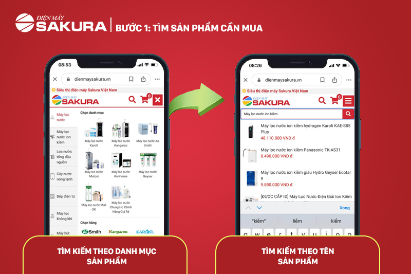 Tìm sản phẩm bạn muốn mua trên Website